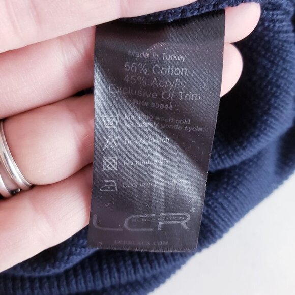 LCR Black Edition Men's Shawl Neck Knit Sweater Geometric Blue Long Sleeve - Picture 9 of 10